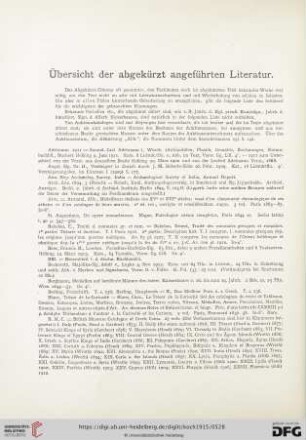 Übersicht der abgekürzt angeführten Literatur