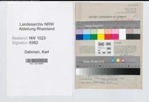 Entnazifizierung Karl Dahmen , geb. 25.11.1899 (Tierarzt)