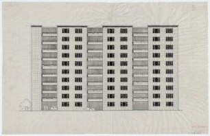 Das Mittelganghaus, Entwurf für die Ausstellung des BDA im Schloss Charlottenburg (nicht realisiert) – Westansicht