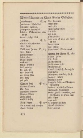 Worterklärungen zu Klaus Groths Gedichten