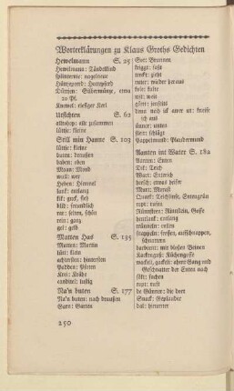 Worterklärungen zu Klaus Groths Gedichten