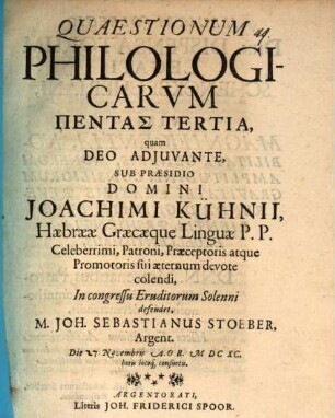 Quaestionum philologicarum pentas III.