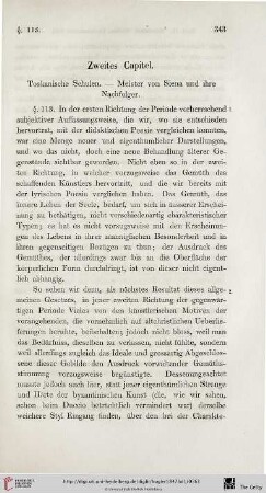 II. Capitel : Toskanische Schulen, Meister von Siena und ihre Nachfolger