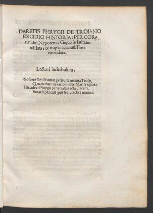 Daretis Phrygii De Troiano Excidio Historia ...