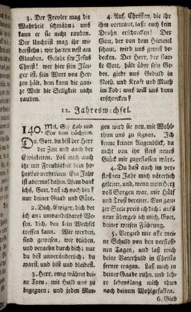 12. Jahreswechsel [Num. 140-146] – 13. Morgen [Num. 147-160]