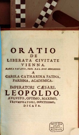 Oratio de liberata civitate Vienna