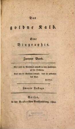 Das goldne Kalb : eine Biographie, 2