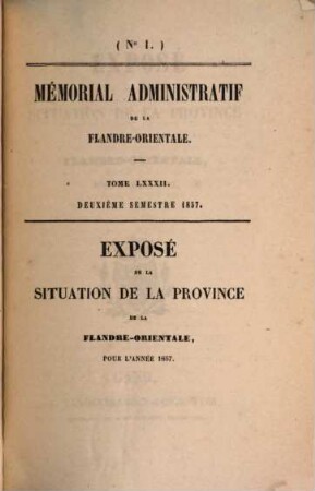 Exposé de la situation de la Province de la Flandre Orientale : pour l'année .... 1857