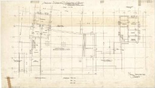 Gsaenger, Gustav; München - Obermenzing, Grünspechtstr. 13; Ev. Notkirche, Bethlehems Kirche, Pfarrhaus - Abortanbau (Grundriss Fundament, Grundriss Keller)