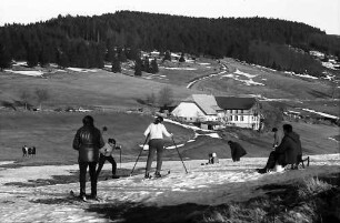 Skifahrer am Hang des Gießhübel