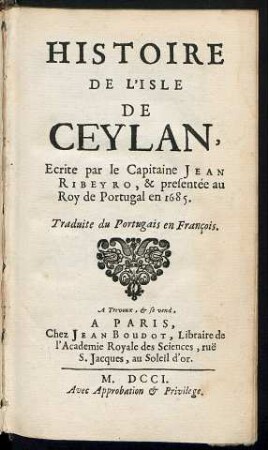 Histoire De L'Isle De Ceylan