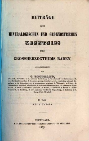 Beiträge zur mineralogischen und geognostischen Kenntniss des Grossherzogthums Baden, 2