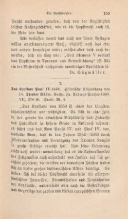 159-164 [Rezension] Müller, Theodor, Das Konklave Pius IV. 1559