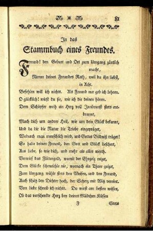 In das Stammbuch eines Freundes.