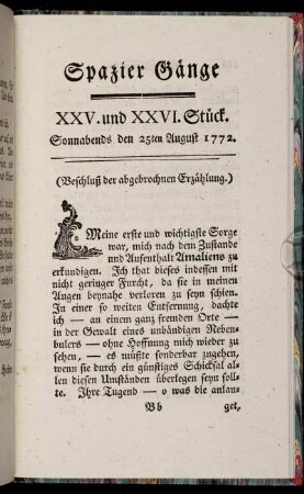 XXV. und XXVI. Stück. Sonnabends den 25ten August 1772.