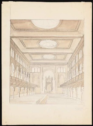 Neue Synagoge, Berlin Vorstudien: Innenansicht