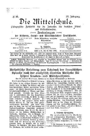 Methodische Anleitung zum Lehrbuch der französischen Sprache nach der analytisch-direkten Methode für höhere Knaben- und Mädchenschulen