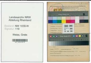 Entnazifizierung Grete Weiss , geb. 17.09.1893 (Fuersorgerin)