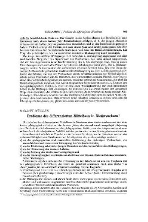 Probleme des differenzierten Mittelbaus in Niedersachsen