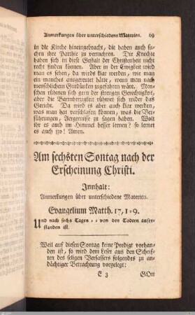 Am sechsten Sonntag nach der Erscheinung Christi.