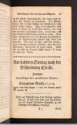 Am sechsten Sonntag nach der Erscheinung Christi.