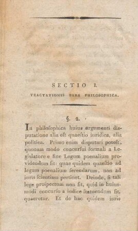 Sectio I: Tractationis Pars Philosophica