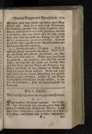 Das 6. Capitel. Von den schleichenden und verzehrenden Fiebern.