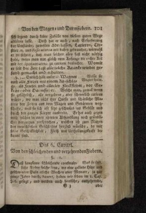 Das 6. Capitel. Von den schleichenden und verzehrenden Fiebern.