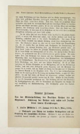 Neunter Zeitraum. Von der Wiederherstellung des Deutschen Reiches bis zur Gegenwart. Sicherung des Reiches nach außen und Ausbau seiner innern Einrichtungen