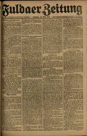 Erste Ausgabe vom Samstag, den 24. Mai 1919.