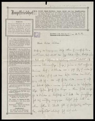 Brief von Hugo Wegener an Wilhelm Schwaner