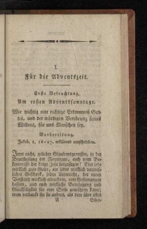 Erste Betrachtung. Am ersten Adventssonntage.