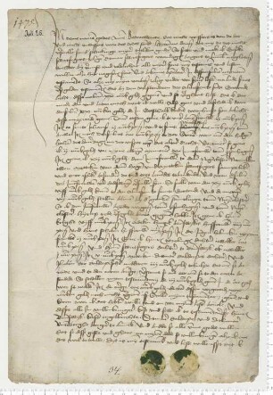 Testament der Geseke Swertfeger, Tochter des verstorbenen Lüneburger Bürgers Ditmer Swertfeger. Als Zeugen besiegeln die Lüneburger Ratsmannen Hinrik vam Rijpe und Hinrik Varendorp.