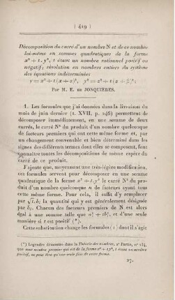 Décomposition du darré d'un nombre N [...]