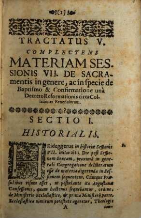 Oecumenici Tridentini Concilij Veritas Inextincta, Ne apice quidem laesa Ex Praesumptuosa Joannis Henrici Heideggeri Tigurini Anatome Historico-Theologica, 5. Tractatus ... In Sessionem VII.