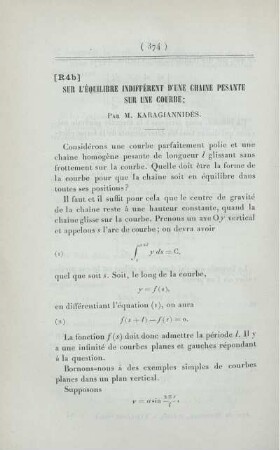 Sur l'équilibre indifférent d'une chaine pesante sur une courbe.