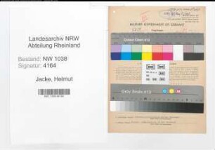 Entnazifizierung Helmut Jacke , geb. 23.03.1905 (Finanzbeamter)