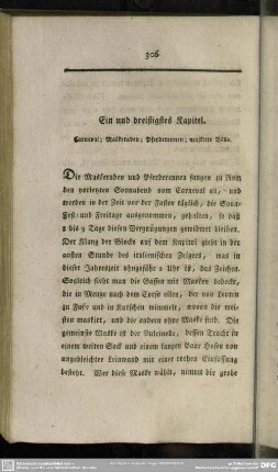 Ein und dreißigstes Kapitel. Carneval; Maskeraden; Pferderennen; maskirte Bälle