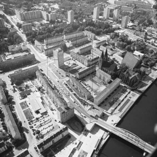 Stadtmitte von Frankfurt/Oder : Blickrichtung Nordwesten von der Stadtbrücke zur Lebuser Vorstadt