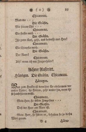 Achter Auftritt. Hänsgen. Die Gräfin. Chicaneau.