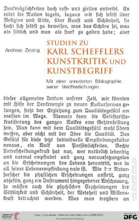 Studien zu Karl Schefflers Kunstkritik und Kunstbegriff : mit einer annotierten Bibliographie seiner Veröffentlichungen