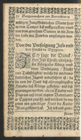 Von der Verfolgung Jesu und der Flucht in Egypten.