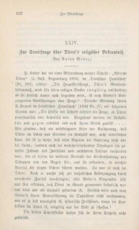 322-333 Zur Streitfrage über Dürer's religiöses Bekenntniß : I.