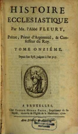 Histoire Ecclesiastique, 11. Depuis l'an 858 jusques à l'an 925