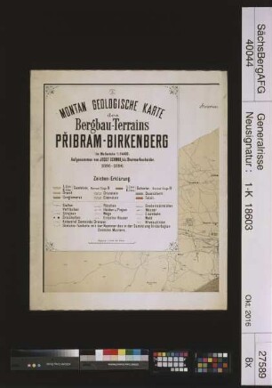 Montan-Geologische Karte des Bergbauterrains Pribram - Birkenberg