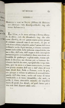 Genere I. Minerali A Base Di Silice (Silicea: fr. Substances siliceuses: ted. Kieselgeschlecht: ing. Siliceous Substances).