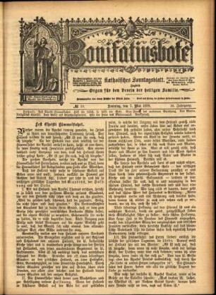 Erste Ausgabe vom Sonntag, den 07. Mai 1899.
