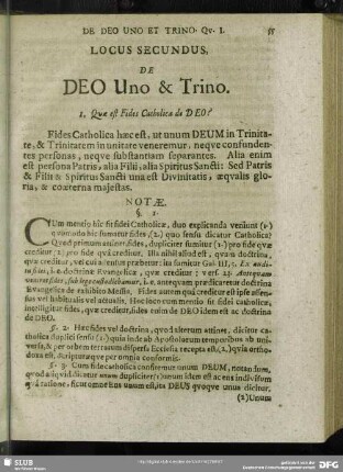 Locus Secundus. De Duo Uno & Trino