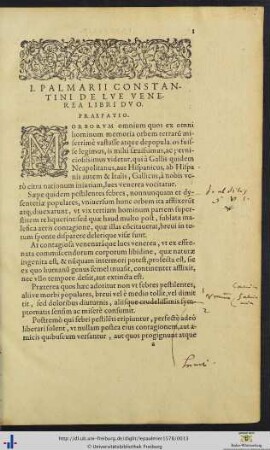 Iuliani Palmarii Constantini De Lue Venerea