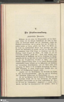 V. Die Stadtverwaltung